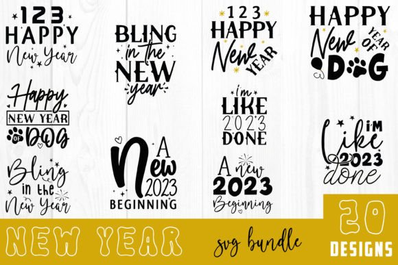 New Year Quote SVG Bundle: Graphics for Crafts